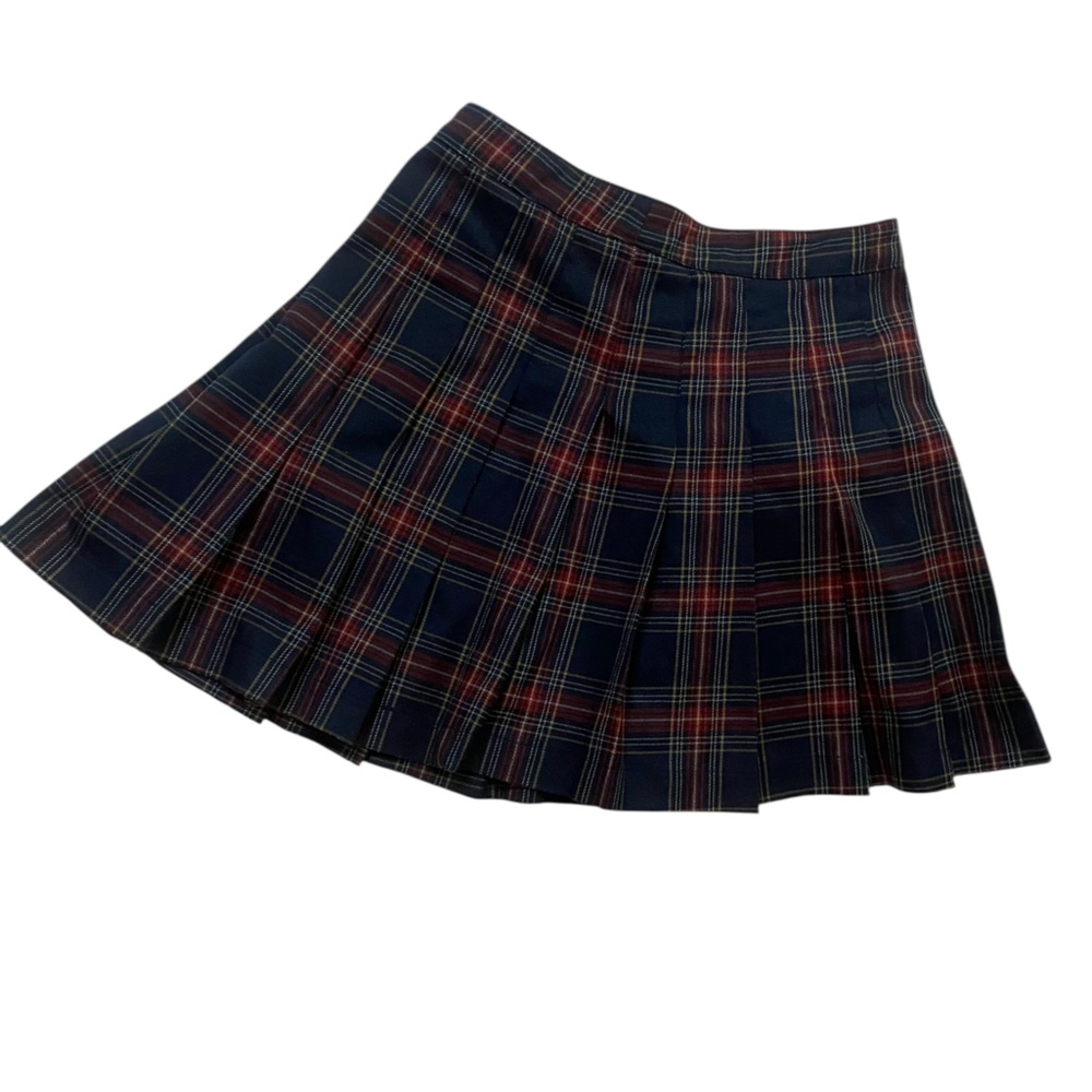 Forever 21 Navy and Red Plaid A-Line Skirt